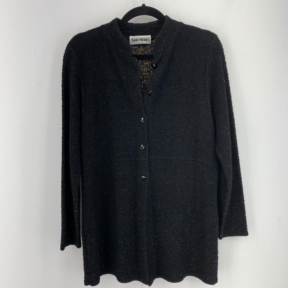Vintage 90s San Remo Women Medium Button‎ Up Cardigan Luxury Old Money Classic